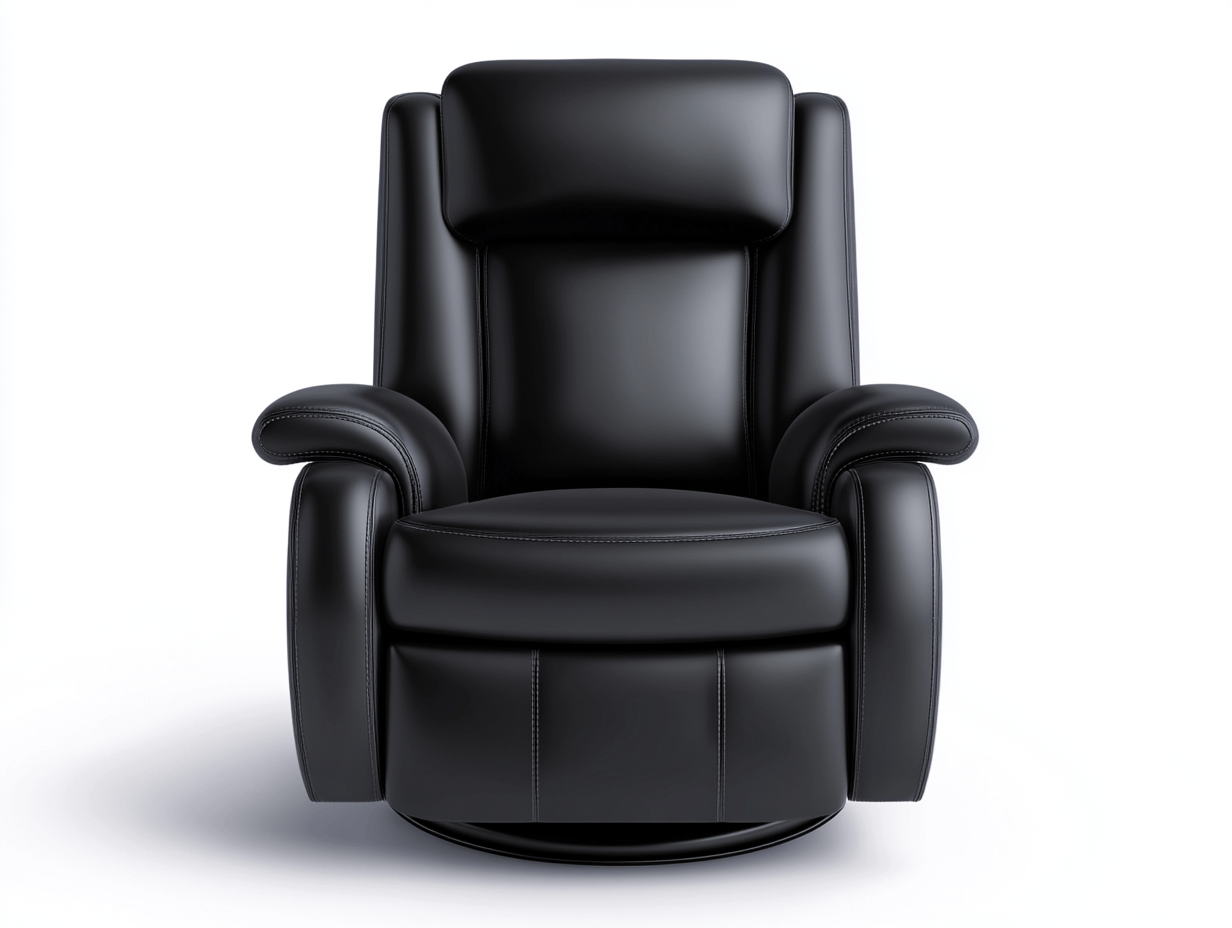 Sillón reclinable giratorio 95×95×110 cm – tapizado en piel sintética negra con respaldo alto y reposapiés – diseño ergonómico de confort total