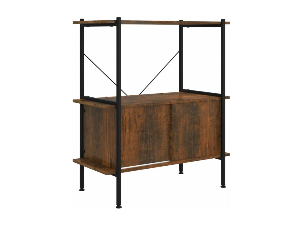 Estantería con armario 3 niveles madera y acero 80x40x92 cm