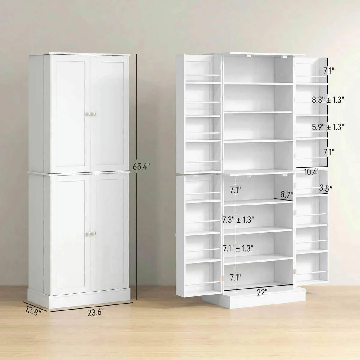 Spaco 17-Tier Kitchen Small Pantry Cabinet with 2 Doors and 6 Adjustable Shelves, Cabinet Pantry, Freestanding 5-Tier Shelving Pantries for Kitchen Storage, Gray - Image 57