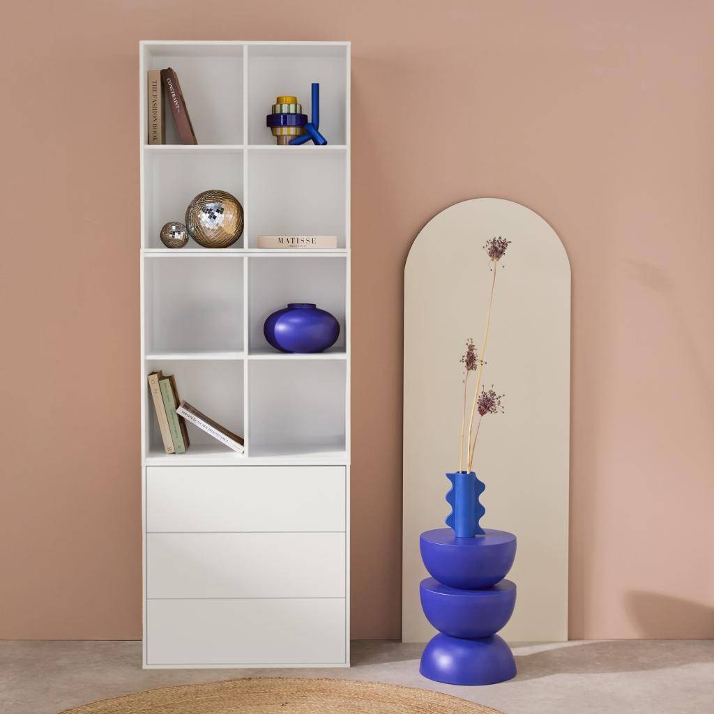 Kompo - Estantería, biblioteca modular con 3 cajones y 8 nichos