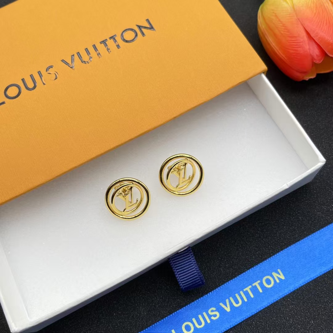 Louis Vuitton Hollow LV Letter Round Earrings - Original Replica Club