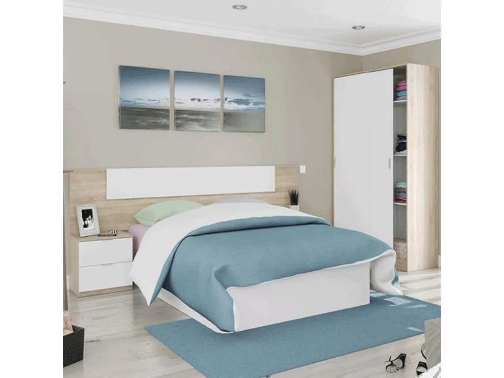 Armario Ropero con Dos Puertas Correderas Estantes y Perchero Acabado en Blanco Decoencanto y Decoencanto Canadian - Dim - 120 cm (Largo) x 200 cm (Alto)