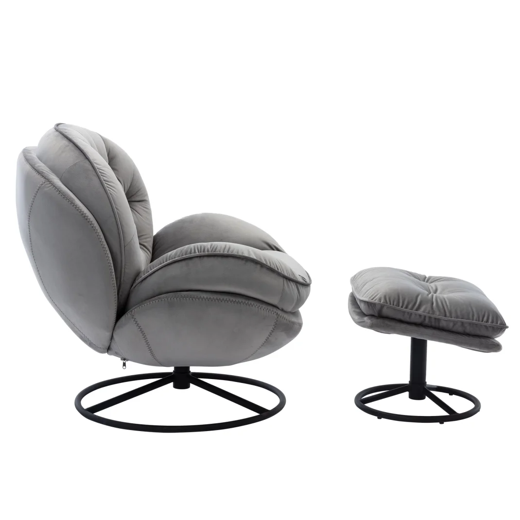 Velvet Swivel Accent Chair with Ottoman Set, Modern Tufted Armchair with Footrest for Living Room Reading TV Chairs for Adults, Comfy Chaise Lounge Chairs with 360 Degree Swiveling for Bedroom, Pink - Image 32