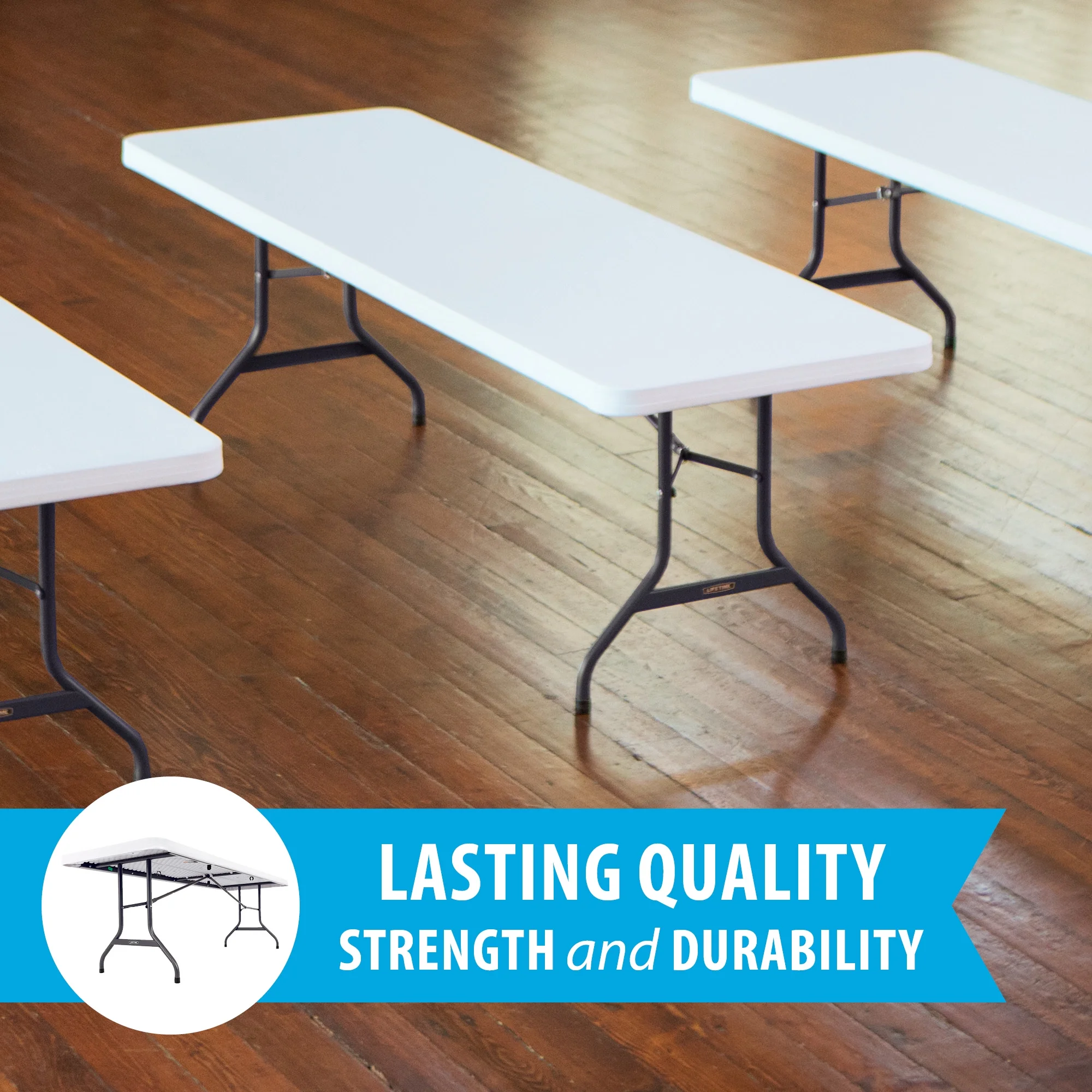 Lifetime Combo Set of (4) 8-Foot Rectangle Folding Tables & (32) Chairs, Indoor/Outdoor Use, White (80147) - Image 7