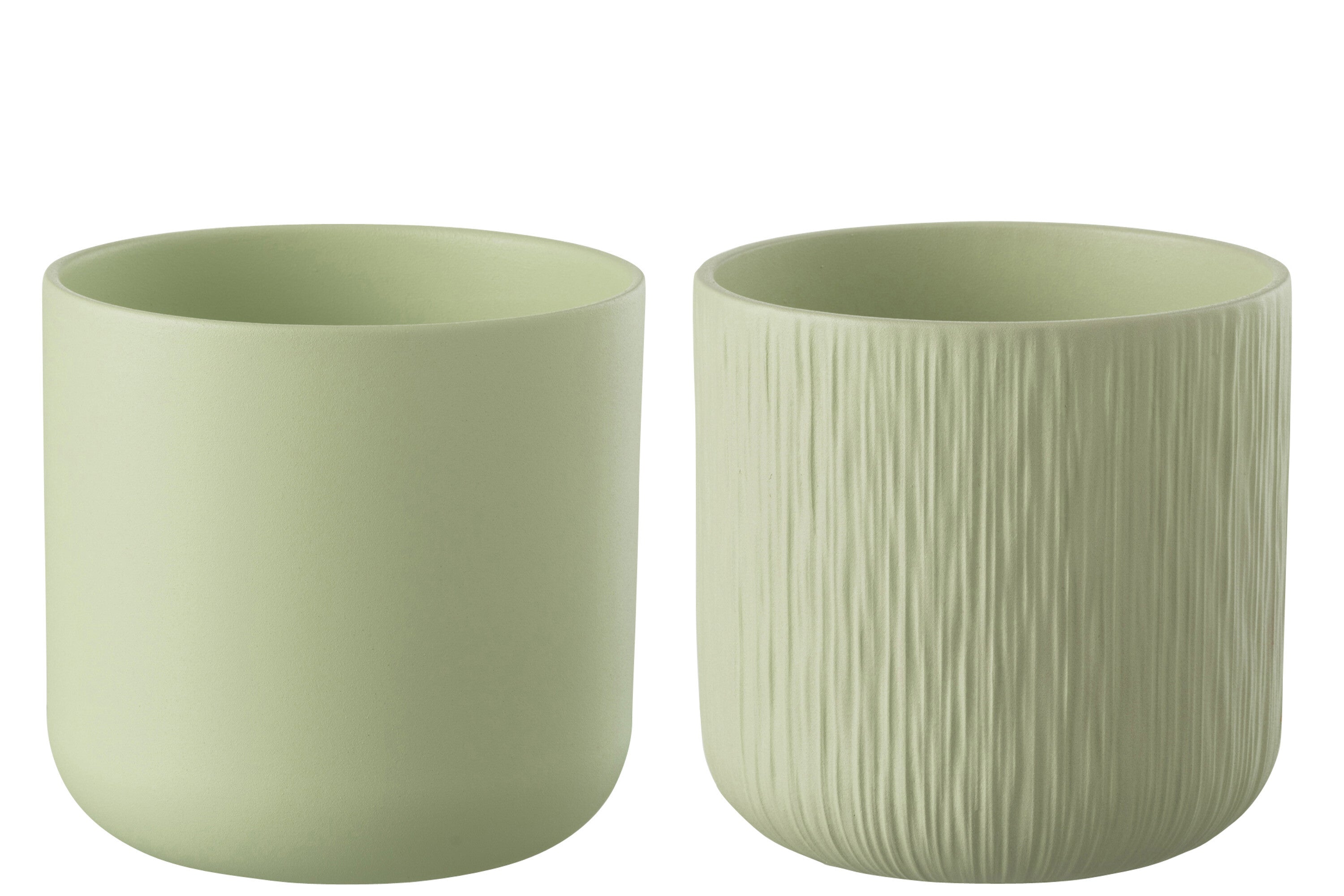 J-Line bloempot Gen - keramiek - pistache - XXL - 2 stuks - Ø 26.5 cm