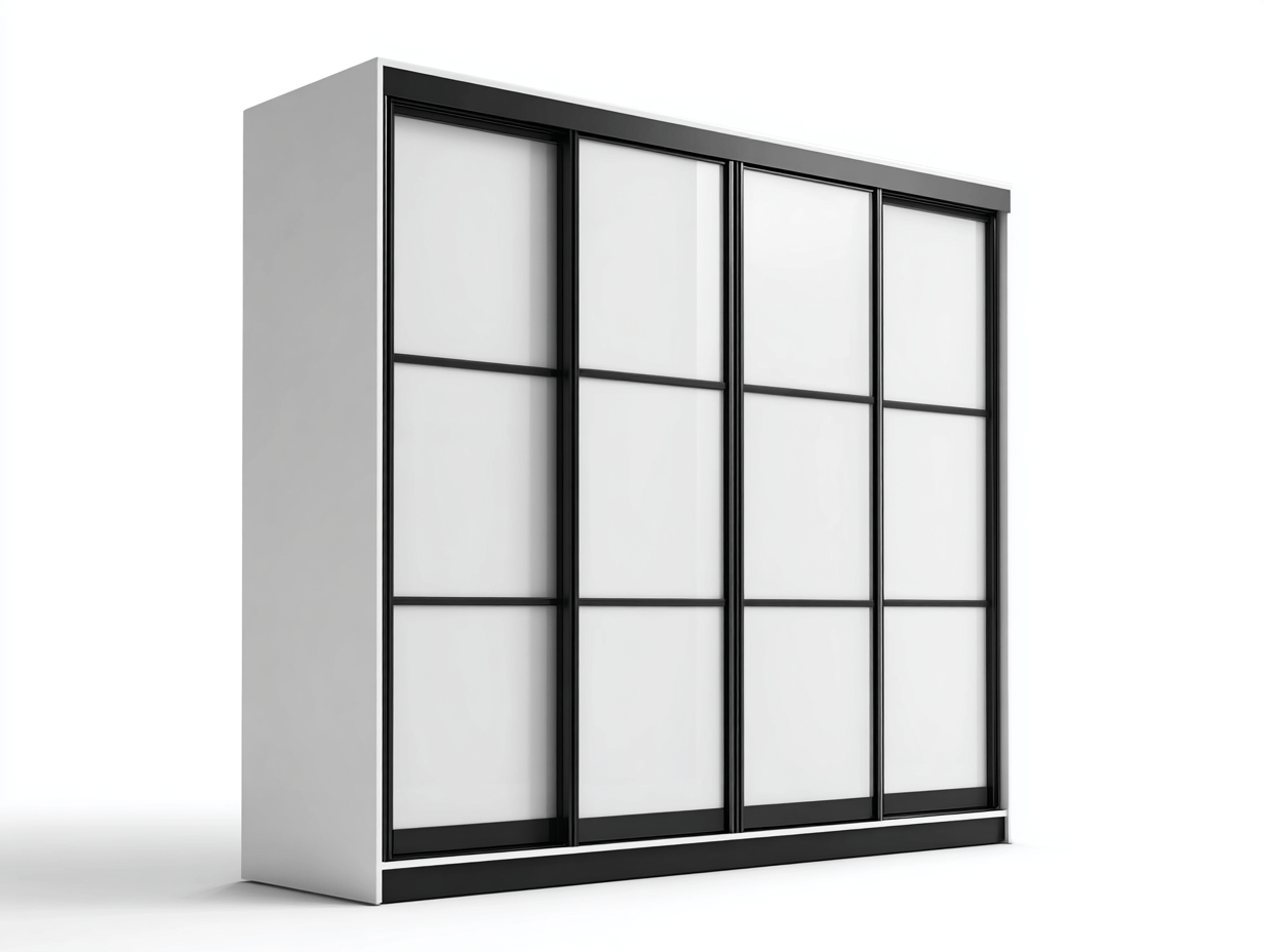 Armario con puertas correderas 240×60×220 cm – blanco y negro – estilo moderno minimalista