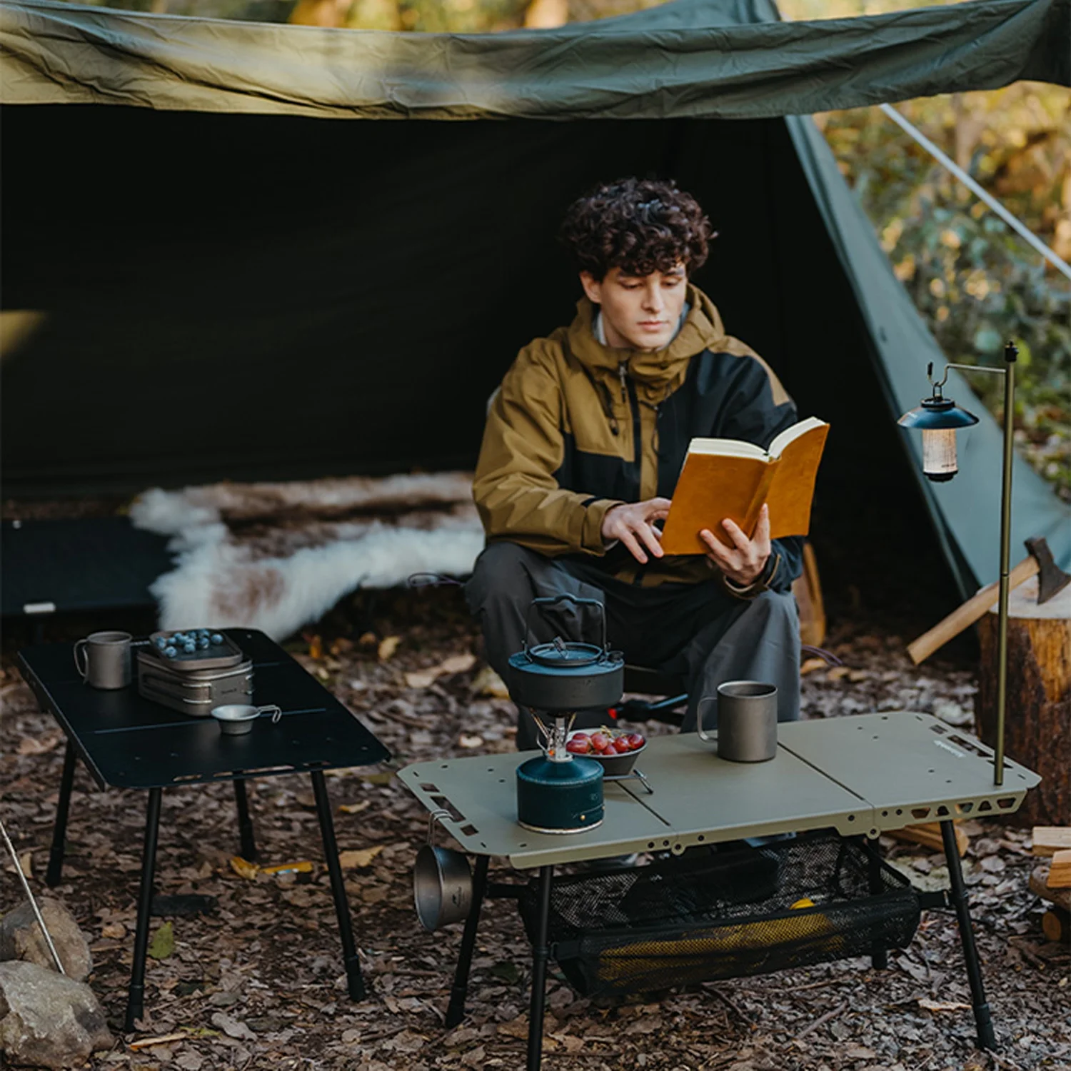 Naturehike, Portable Camping Table, Outdoor Detachable Tactical Camping Table, Lightweight Aluminium Camping Table with Light Pole, Adjustable Height - Image 12