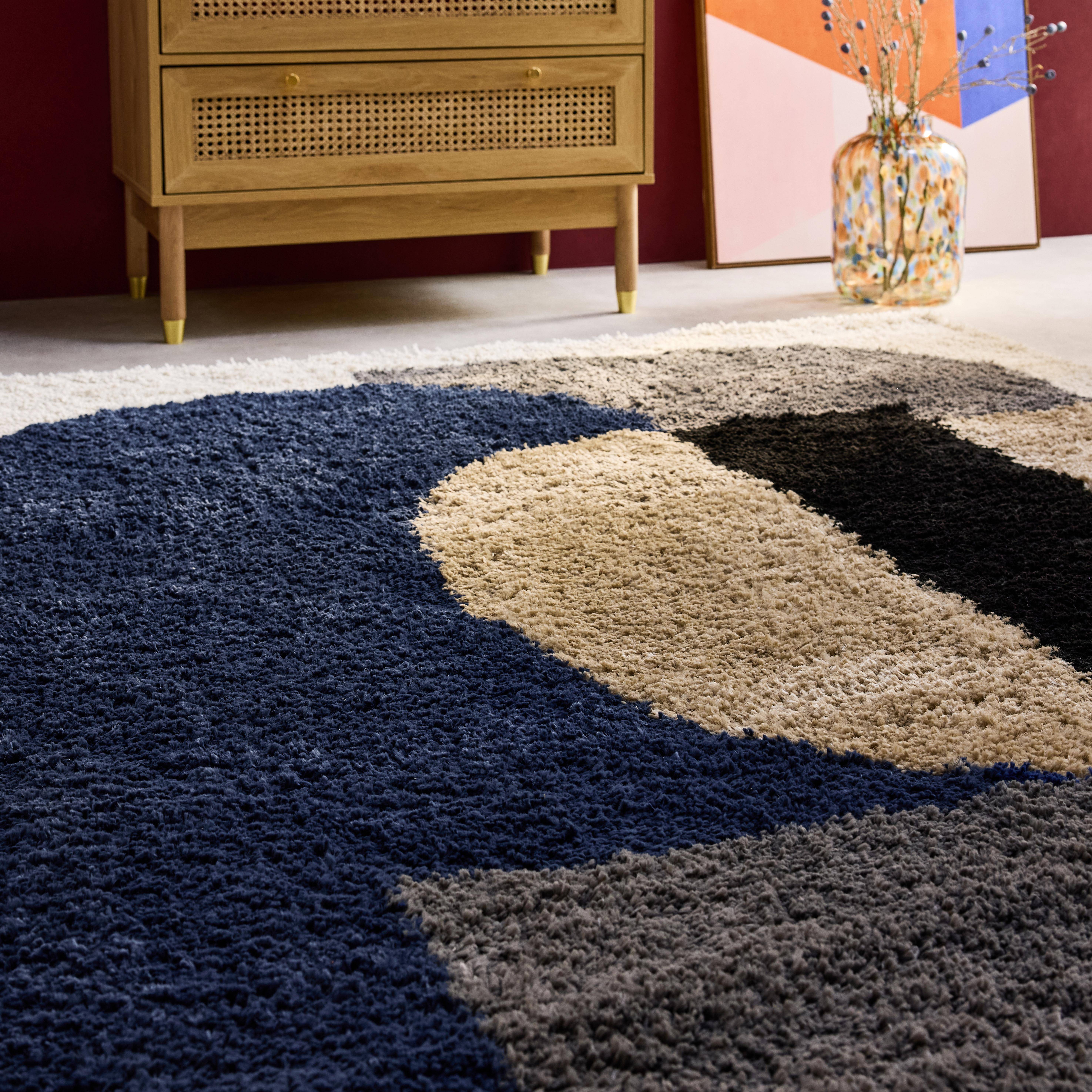 Matthew - Alfombra interior shaggy de motivos geométricos multicolor