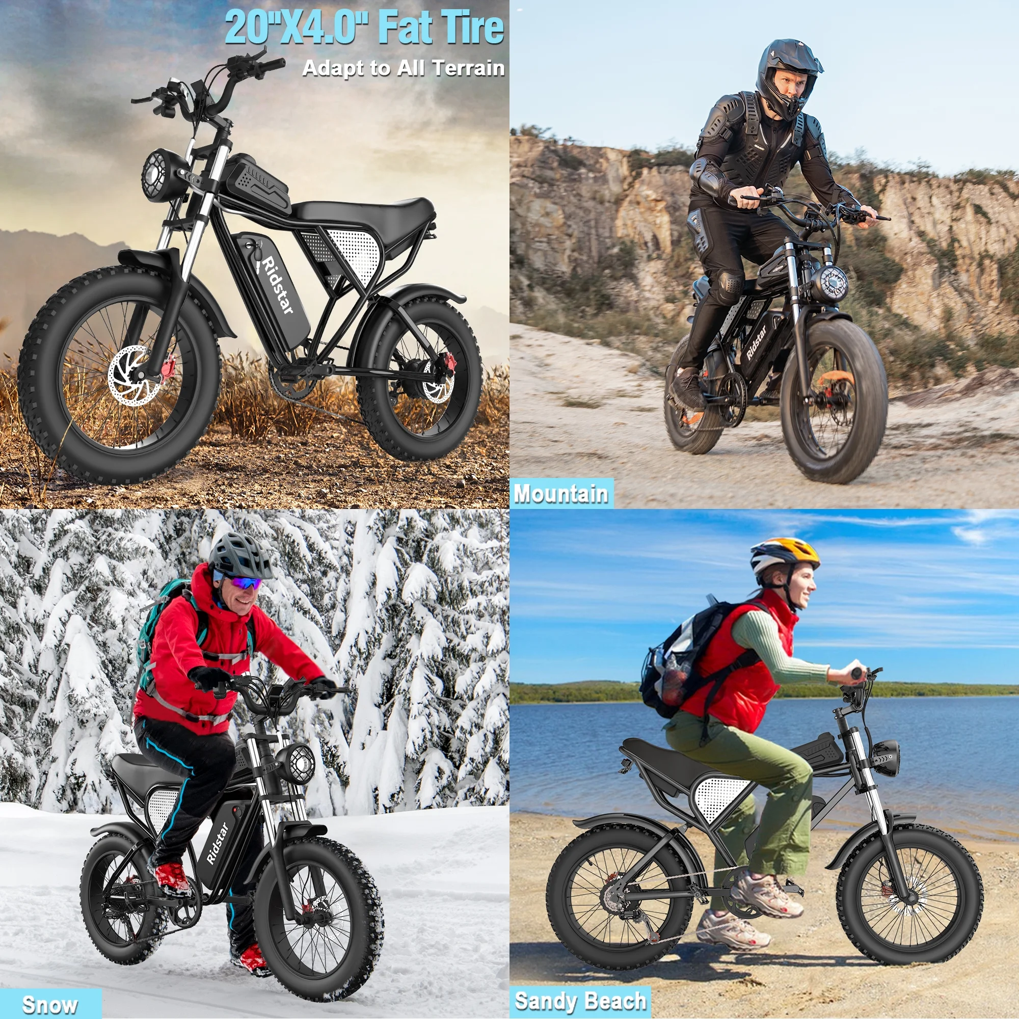 Ridstar 1500W Electric Bike for Adults,33MPH 48V 20Ah Electric Bicycle ,20" Fat Tire Full Suspension Mountain Bike UL2849 - Image 21