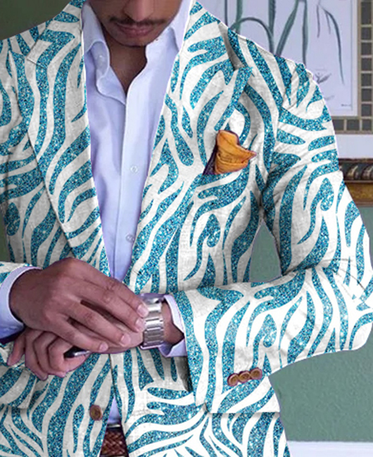 Fashion Allover Pattern Lapel Collar Single Breasted Blazer