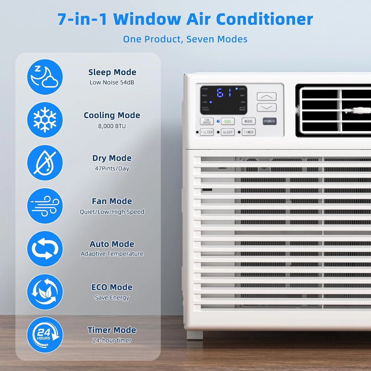 Antarctic Star 12,000 BTU U-Shaped Window Air Conditioner Unit Cools up to 550 Sq.Ft. with 6 Modes 24H Timer, Ultra Quiet Window AC Units
