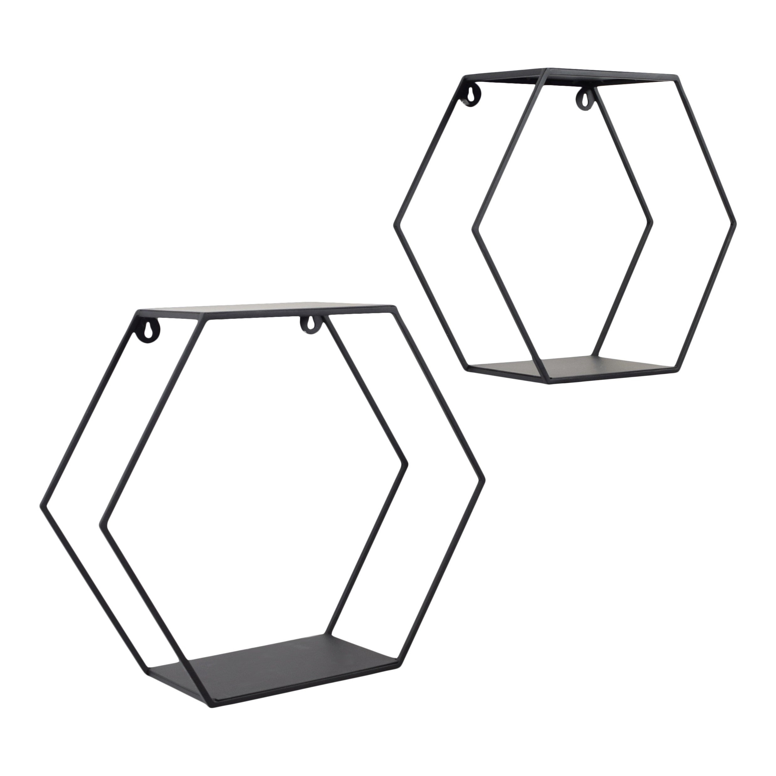 LOFT42 Hexagon Set van 2 Wandboxen Zeshoek - Zwart - 41x36