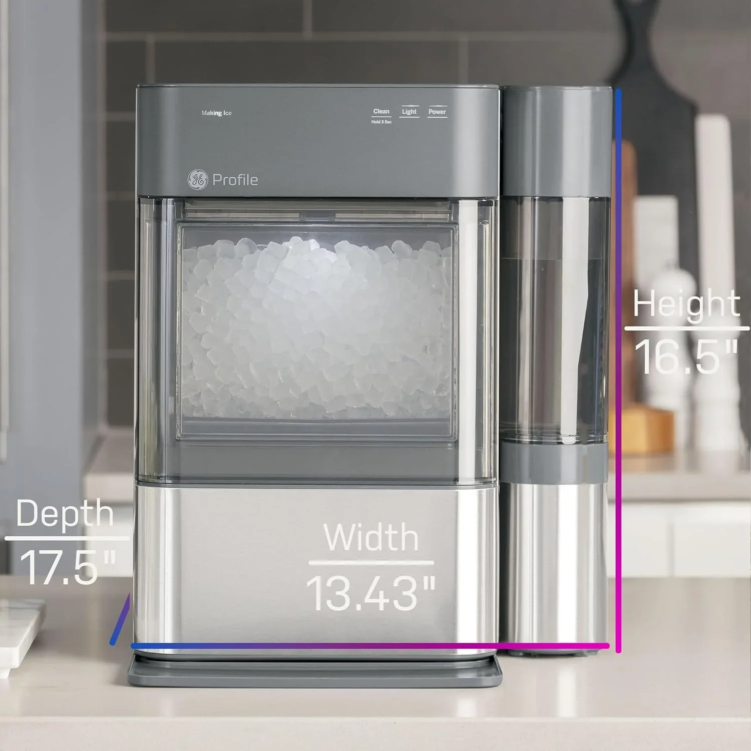 Countertop Nugget Ice Maker with Side Tank | Ice Machine with WiFi Connectivity | Smart Home Kitchen Essentials | Stainless Steel