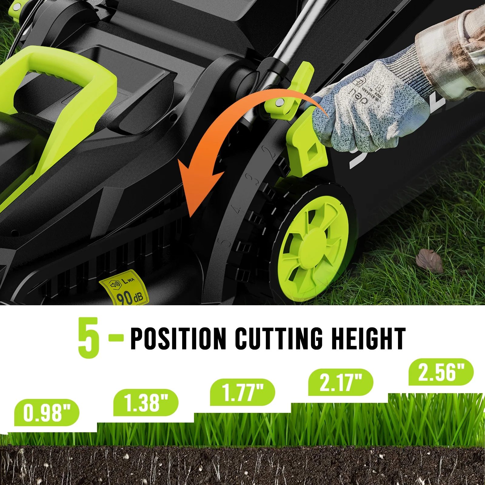 Steelite 13-Inch Cordless Lawn Mower, 21V Electric Lawn Mowers with Brushless Motor for Garden,5 Heights Adjustment, 4.0Ah Battery & Charger Included - Image 5