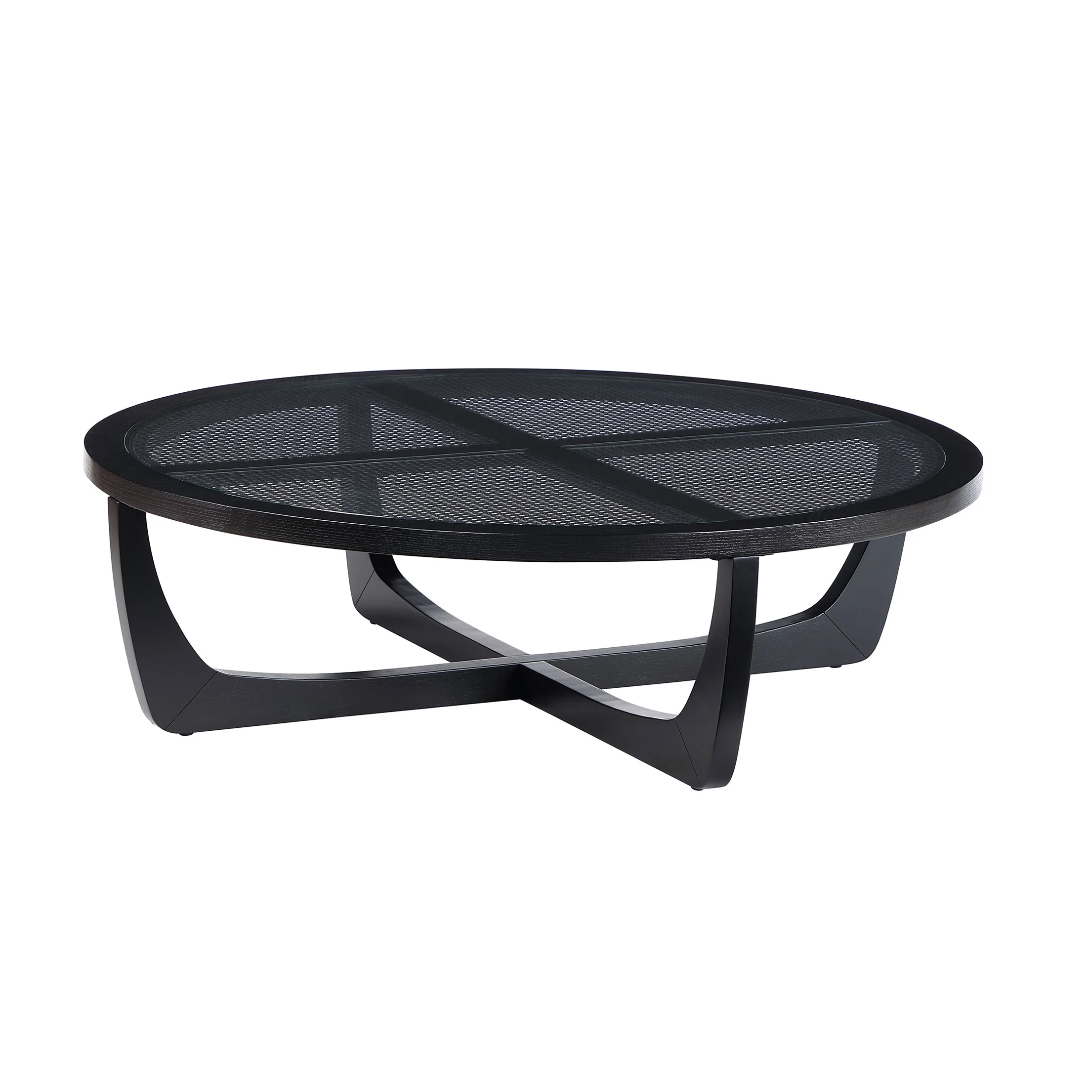 Beautiful by Drew Barrymore Round Rattan and Glass Top Coffee Table, Black - Image 8