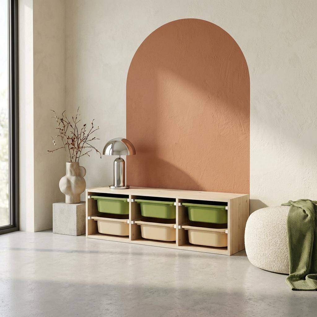 Sora - Mueble de almacenamiento infantil horizontal, 6 cajas coloridas