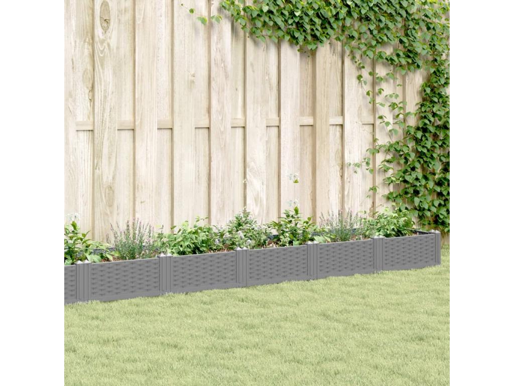 Jardinera con clavijas PP gris claro 362,5x42,5x28,5 cm