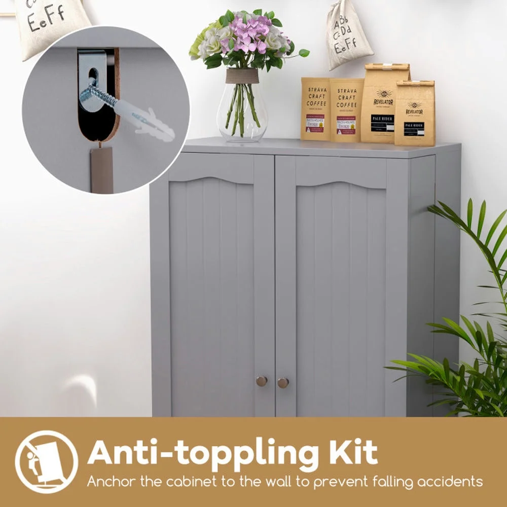 Spaco 17-Tier Kitchen Small Pantry Cabinet with 2 Doors and 6 Adjustable Shelves, Cabinet Pantry, Freestanding 5-Tier Shelving Pantries for Kitchen Storage, Gray - Image 17