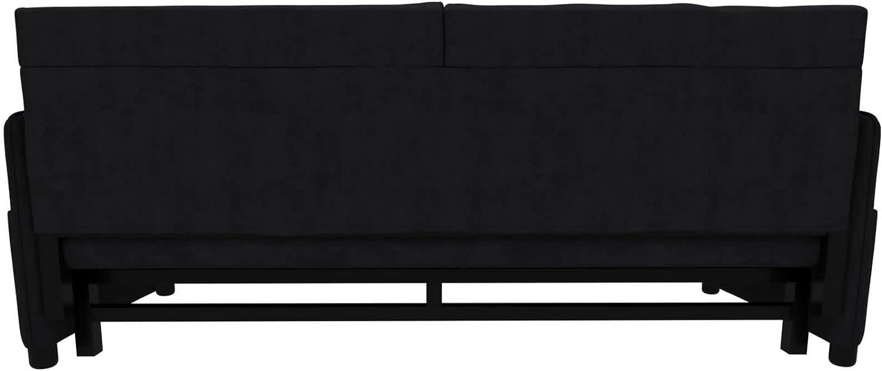 Tabaray 63.8" Futon Sofa Bed Queen Size, Pull Out Bed, 3-in-1 Convertible Sleeper Sofa with Side Pocket, Modern Plush Velvet Futon Couch for Living Room, Small Space, Apartment, Bedroom, Black - Image 15