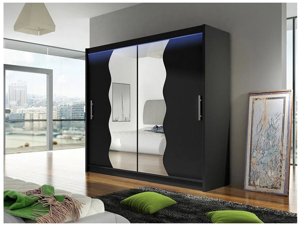 Armario Casabellaes 125 Negro 215x180x57cm Puertas de armario - Correderas 82668ATXY