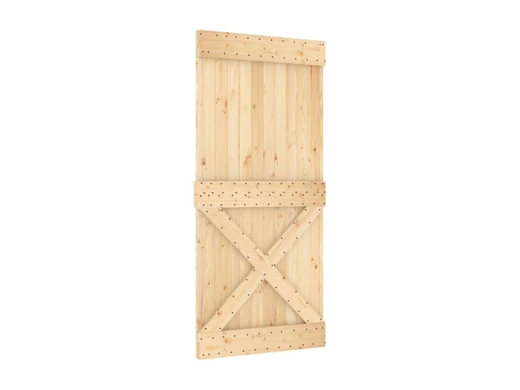 Puerta corredera con herrajes madera maciza de pino 95x210 cm