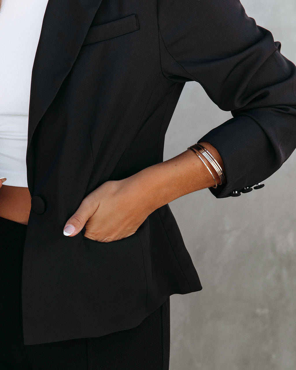 From Night To Day Pocketed Blazer - Black - Se7enfashion