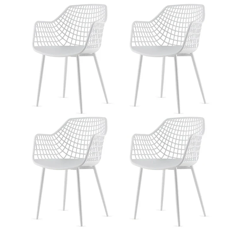 Set of 4 Modern Plastic Shell Dining Chairs with Metal Legs by Costway