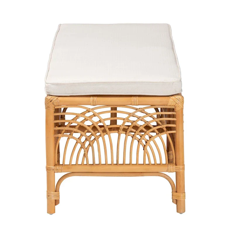 Bali & Pari Materra Contemporary Bohemian Natural Brown Rattan Bench