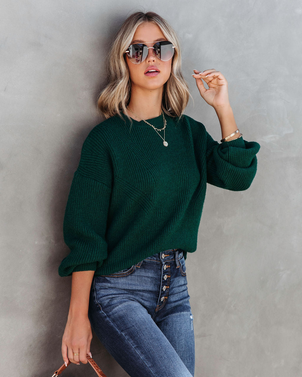 Taytum Knit Pullover Sweater - Pine - Se7enfashion