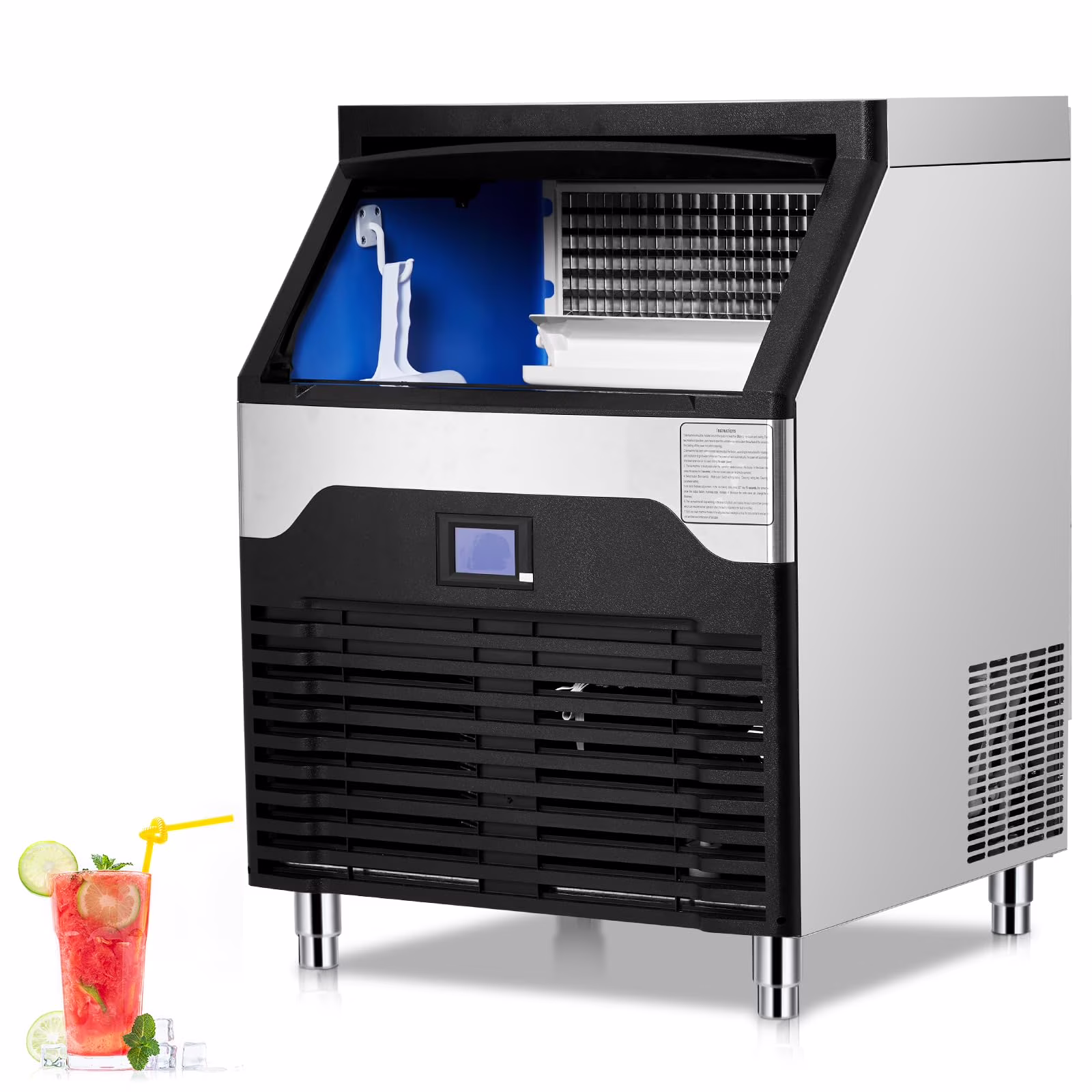Commercial Ice Maker Machine.stainless Steel Ice Maker, Industrial Ice Machine, 260 lb/24H Stainless Steel Under Counter Ice Machine, Ice Maker Self Cleaning for Bar Cafe Restaurant(as show 1)