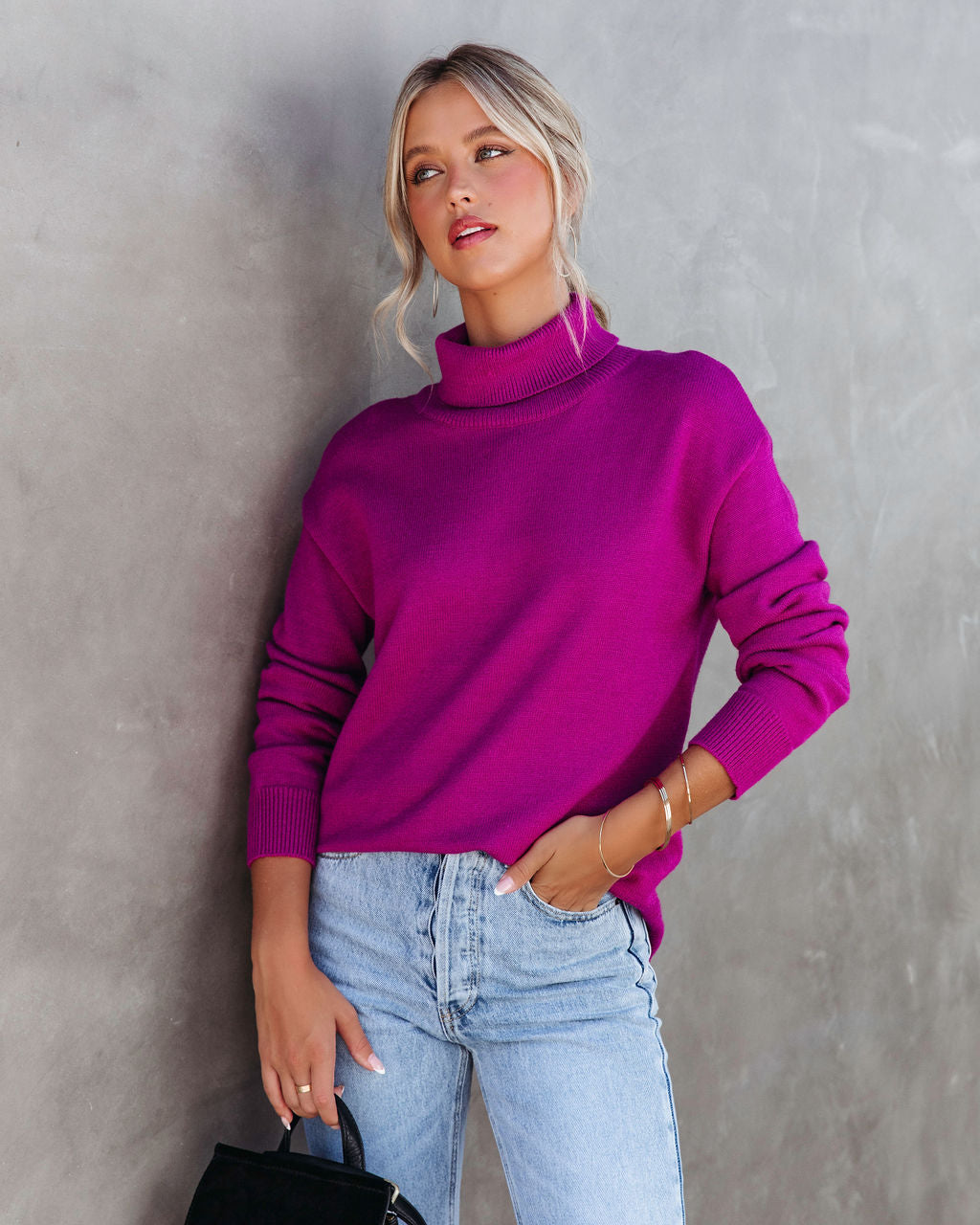 Weekday Brunch Vibes Knit Turtleneck Pullover Sweater - Orchid - Se7enfashion