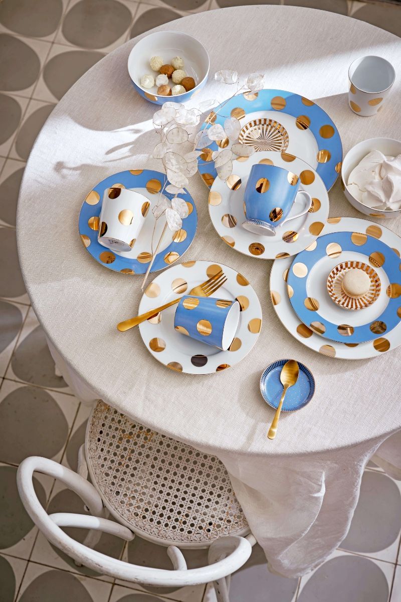 Set/2 Plates Dot Delight White/Gold 23cm