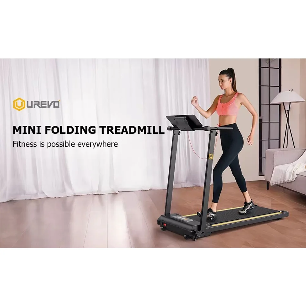 UREVO Folding Treadmill, 2.25HP Portable Mini Treadmills for Home Office, Compact Threadmill with 12 HIIT Modes, LCD Display, 265 lbs Capacity - Image 4