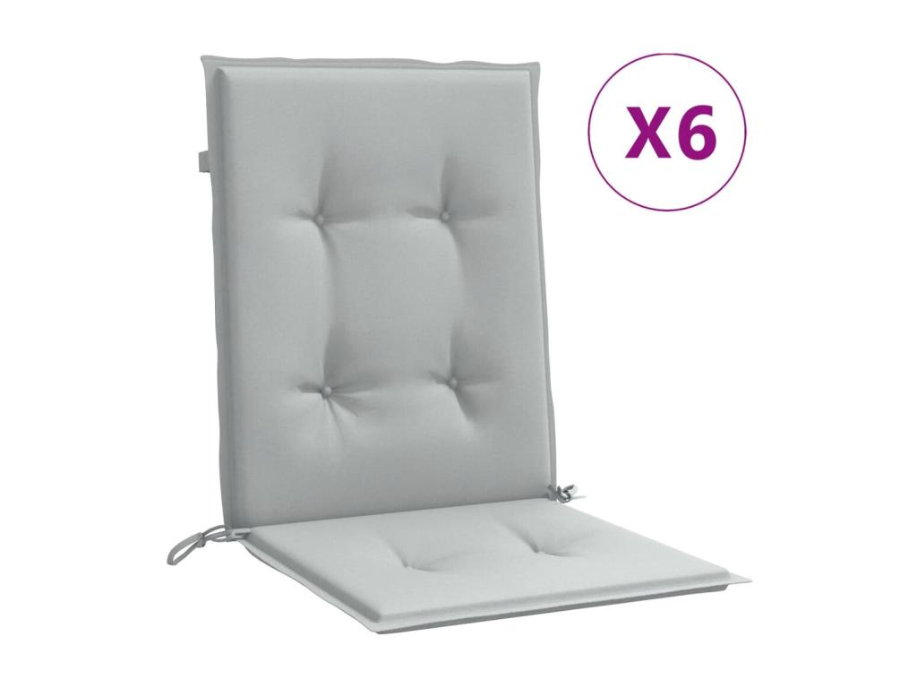 Cojines para silla respaldo bajo 6 ud tela gris claro melange