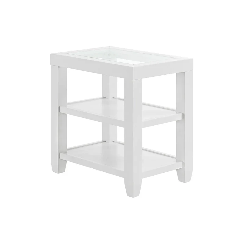 Cordero 16-Inch Wide Wood and Glass Top Chairside End Table with Shelf Storage