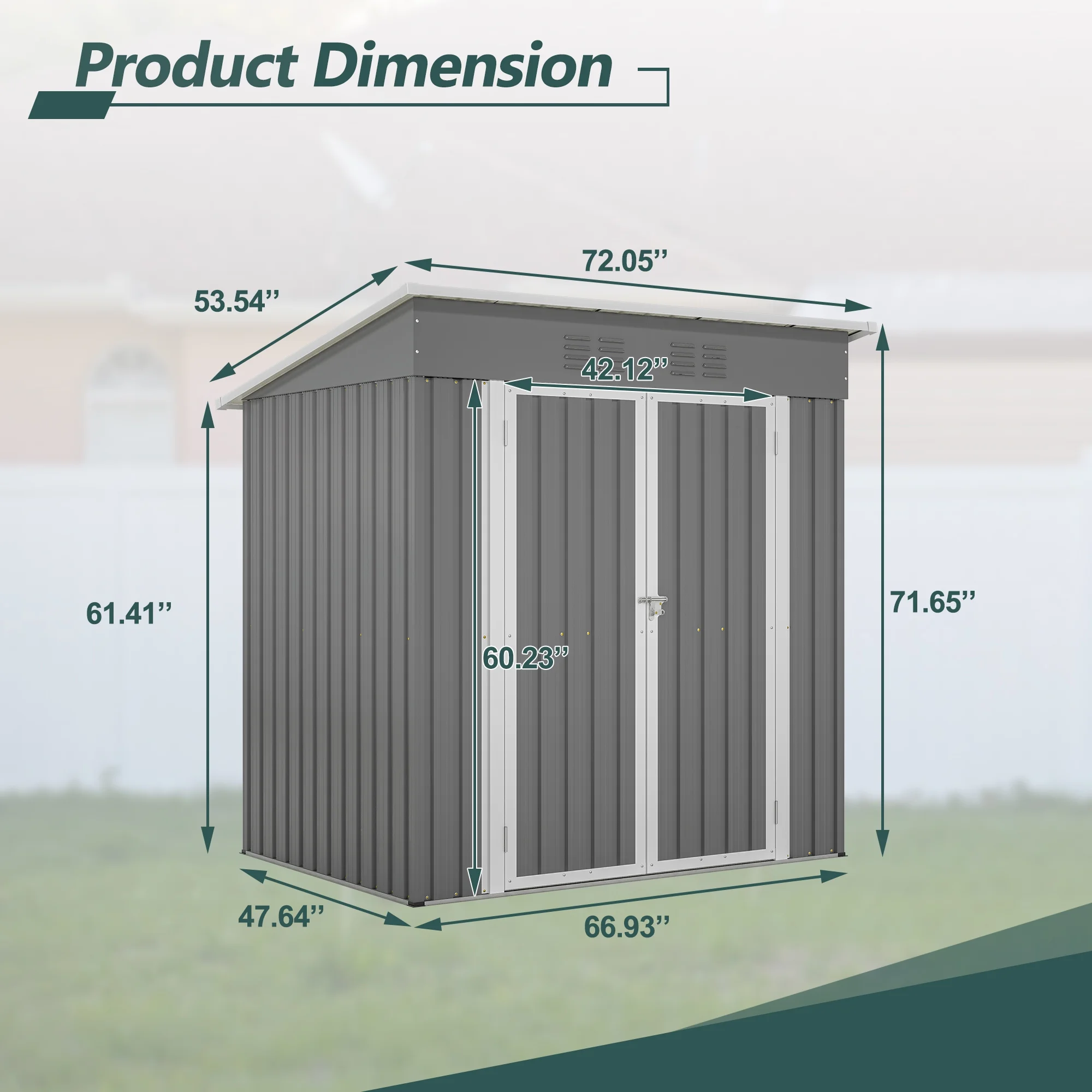 6 x 4 ft Outdoor Storage Shed with Floor Frame, Storage Sheds for Outside with Lockable Door, All Weather Garden Tool Shed with Air Vent for House Backyard Patio Lawn, Black - Image 22