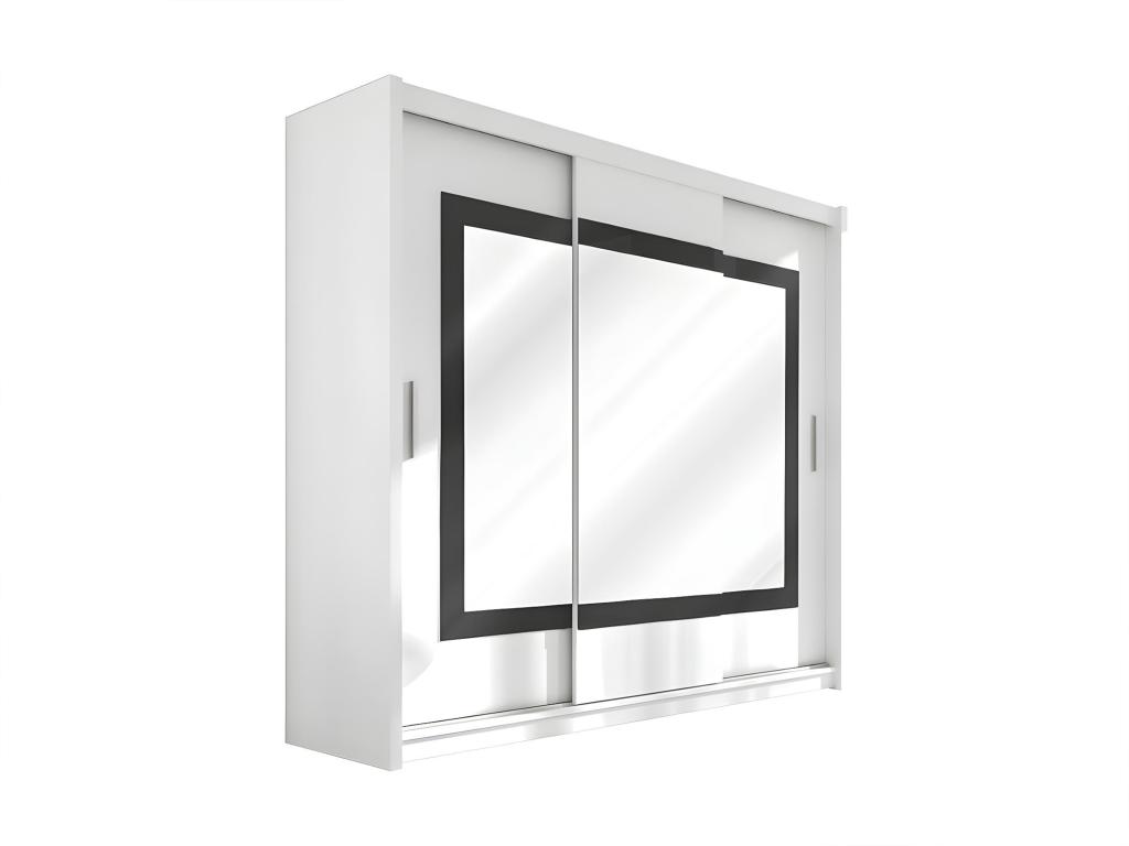 Armario 3 puertas correderas con espejo - 250 cm - blanco