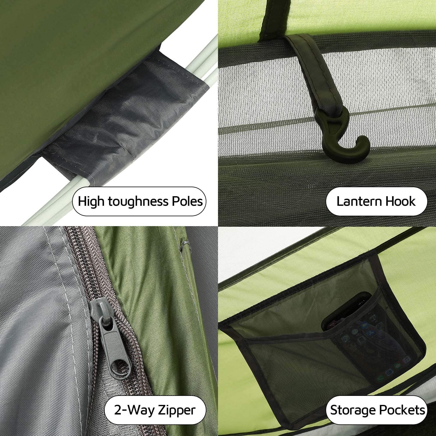 4 Person Easy Pop Up Tent,9.5-X6.6-X52'',Waterproof, Automatic Setup,2 Doors-Instant Family Tents for Camping, Hiking & Traveling - Image 4