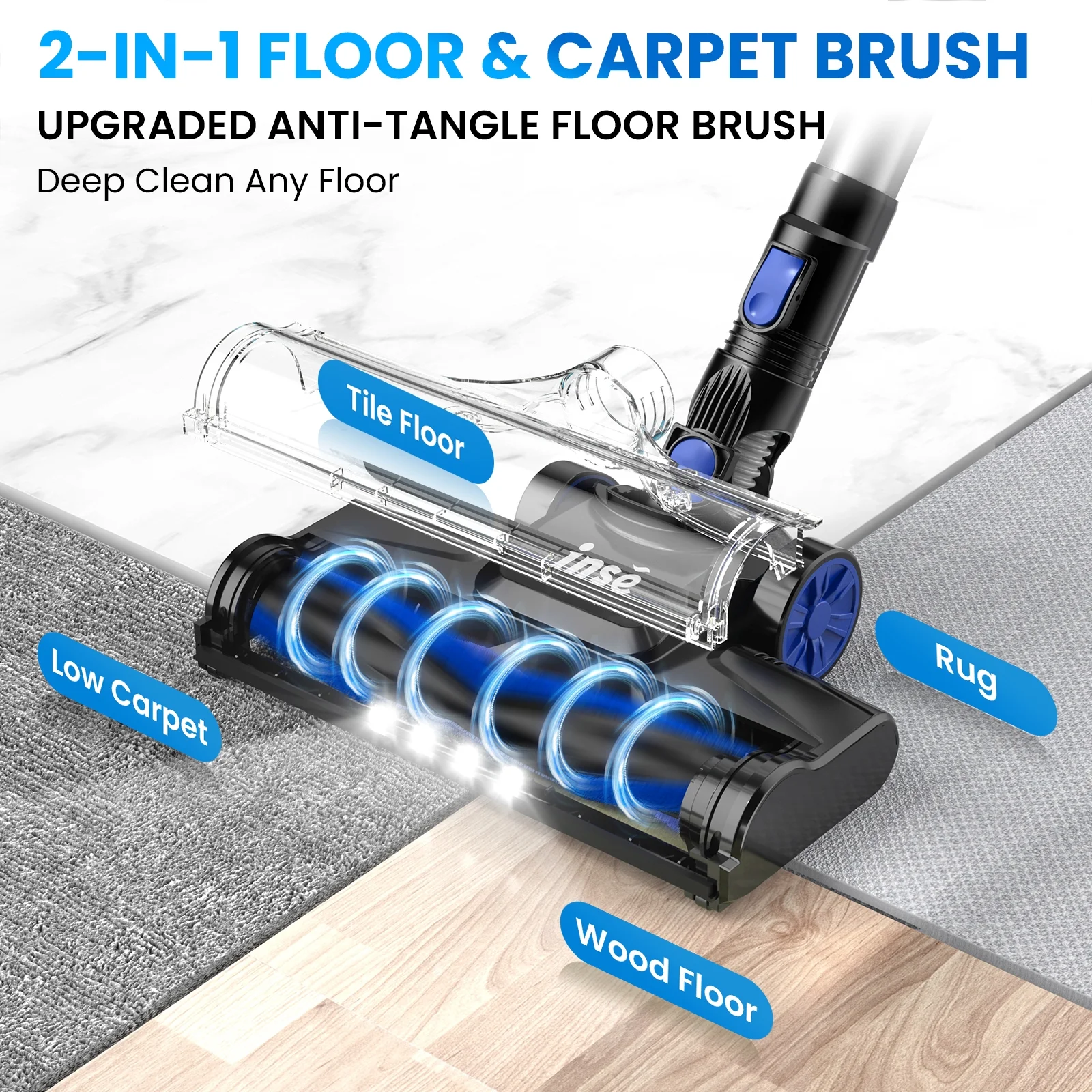 INSE Cordless Vacuum Cleaners, 6-in-1 Lightweight Stick Vacuum for Hardwood Floor Carpet Pet Hair, V770 - Image 16