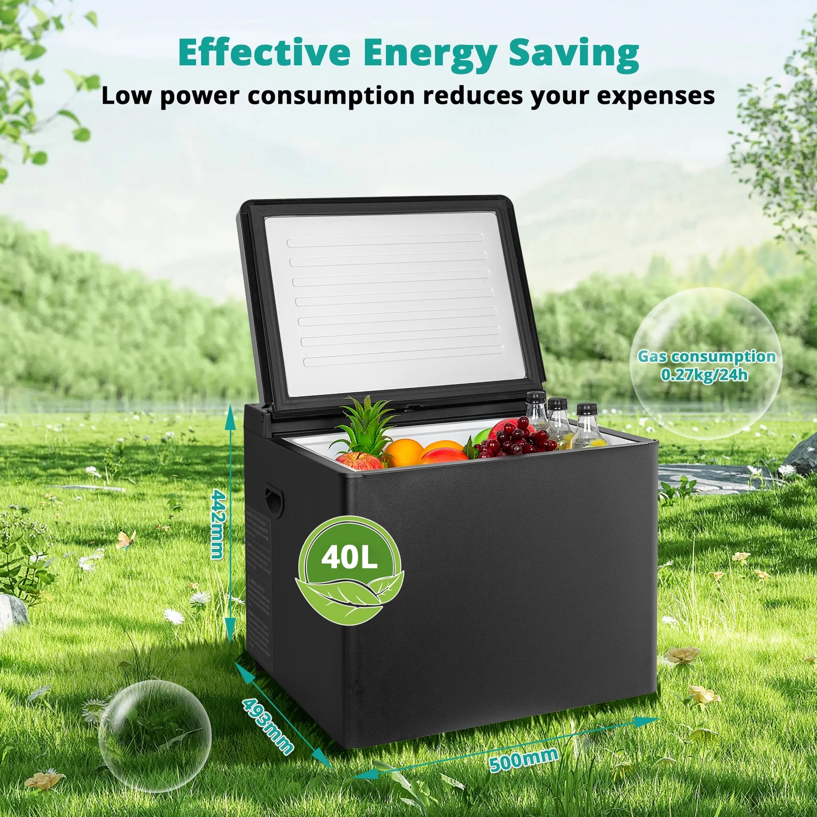 Smeta Chest Freezer LPG/12V/110-120V Refrigerator Outdoor Travel Fridge 1.6 Cu ft Indoor Car - Image 9