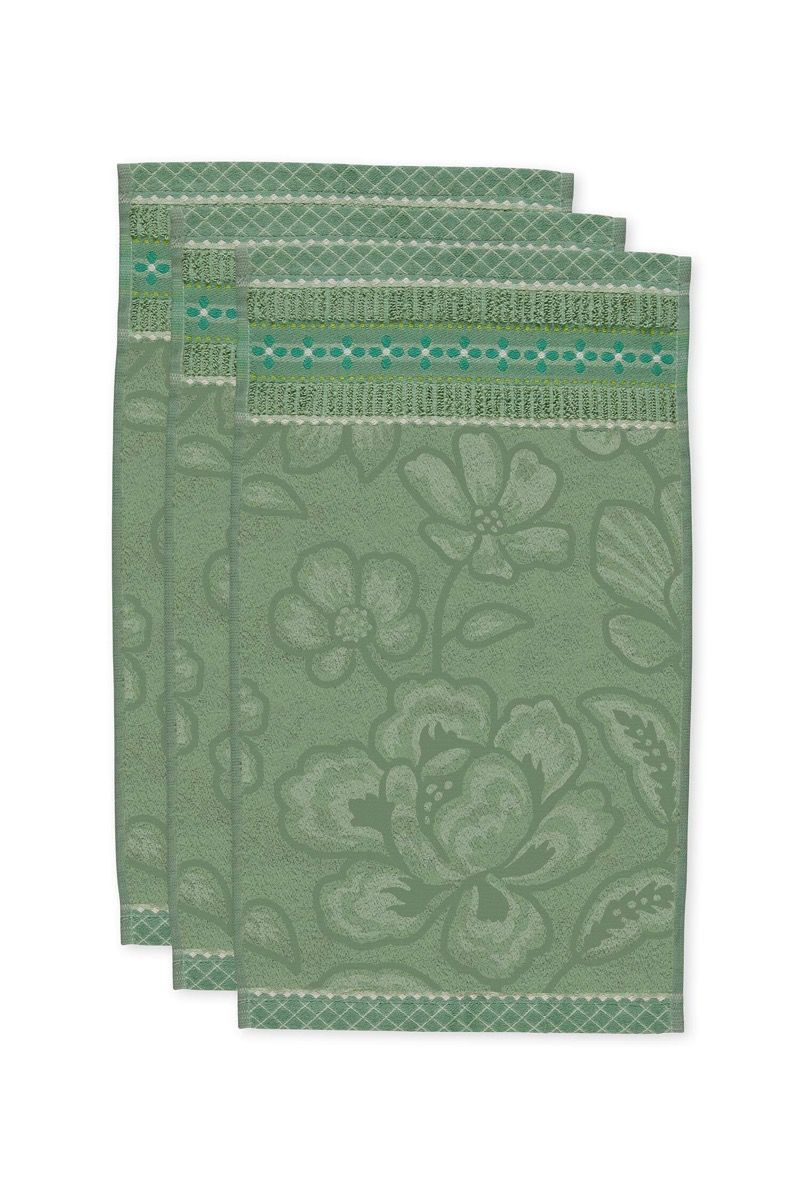 Guesttowel Set/3 Jasmin Jacquard Green 30x50cm