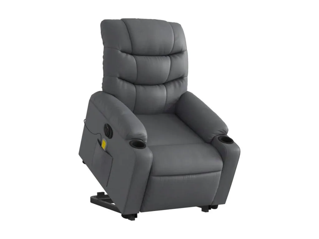Sillón de masaje elevable eléctrico cuero sintético gris