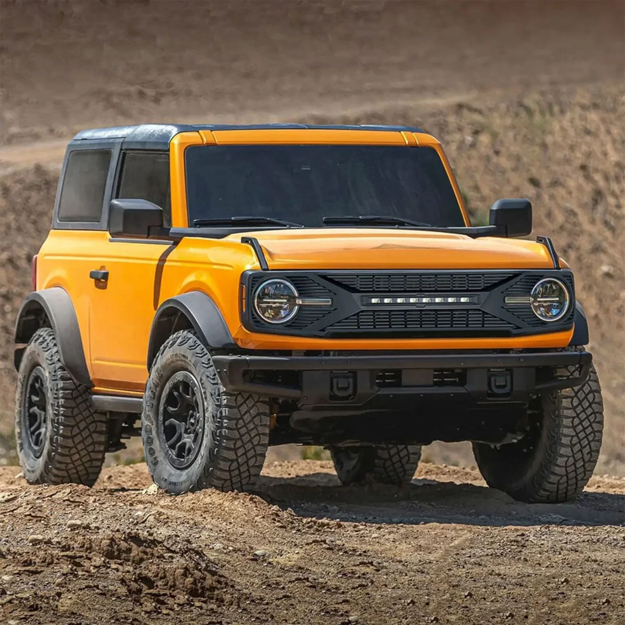 AMERICAN MODIFIED Tomahawk Grille With Lights for 2021-2024 Ford Bronco Without Front Camera - Matte Black - Image 7 AMERICAN MODIFIED Tomahawk Grille With Lights for 2021-2024 Ford Bronco Without Front Camera - Matte Black - Image 7