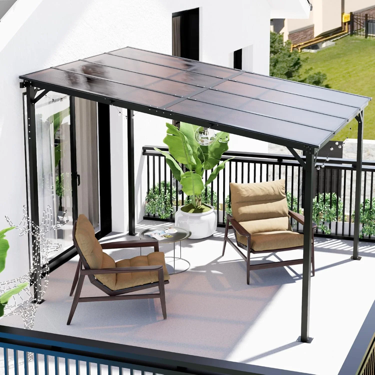 10x8 Pergola Patio Gazebo, Hardtop Outdoor Gazebo with Roof for Backyard, Decks, Garden - Image 4