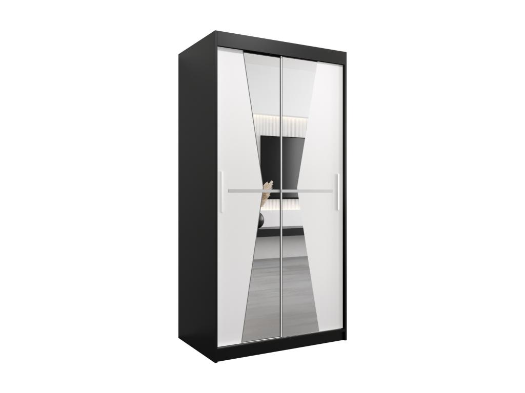 Armario Nestliq de puertas correderas 200/100/62 2 puertas negro/blanco