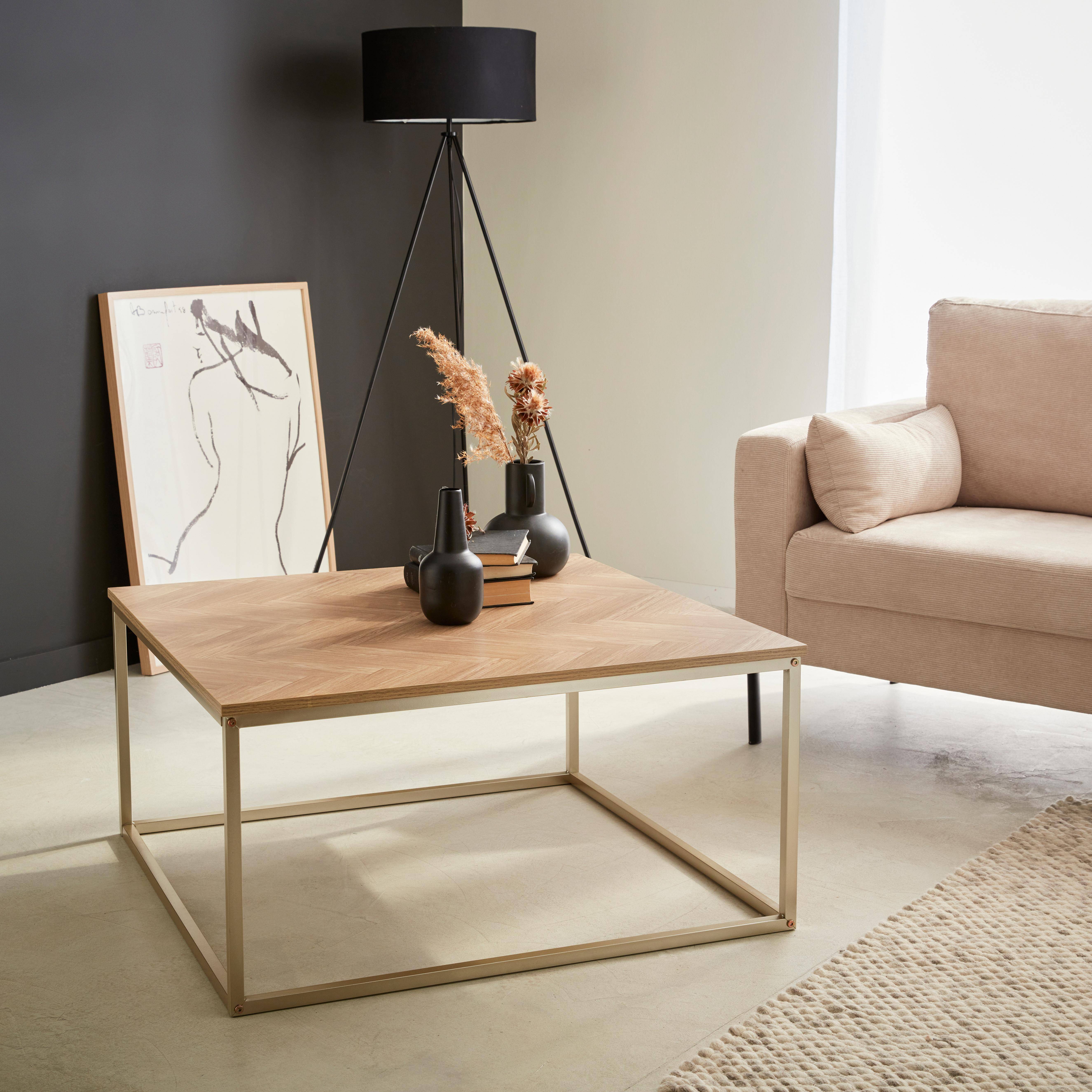 Budapest - Mesa de centro de efecto madera con dibujo de espiga