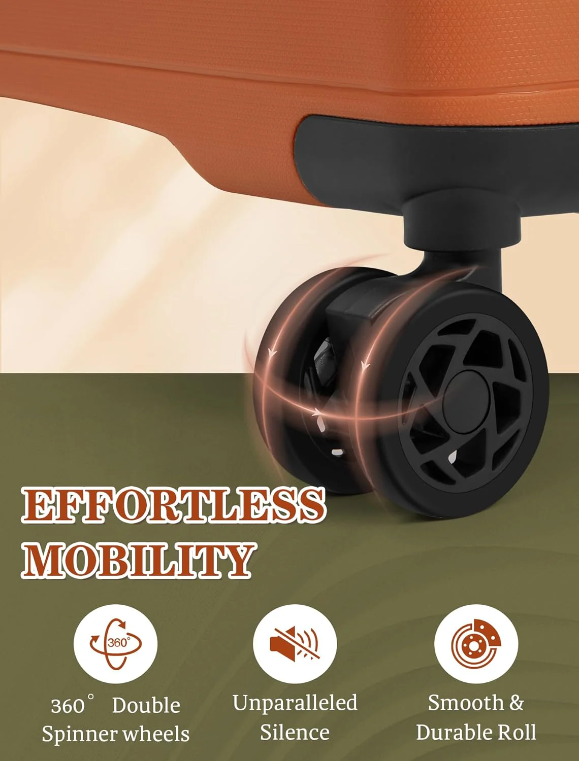 5-piece luggage set with wheels, ABS hardshell suitcase with spinner wheels