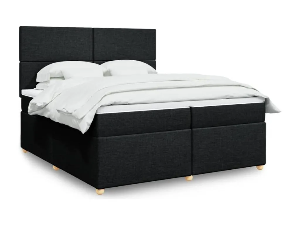 Cama box spring con colchón tela negro 200x200 cm haw3520074