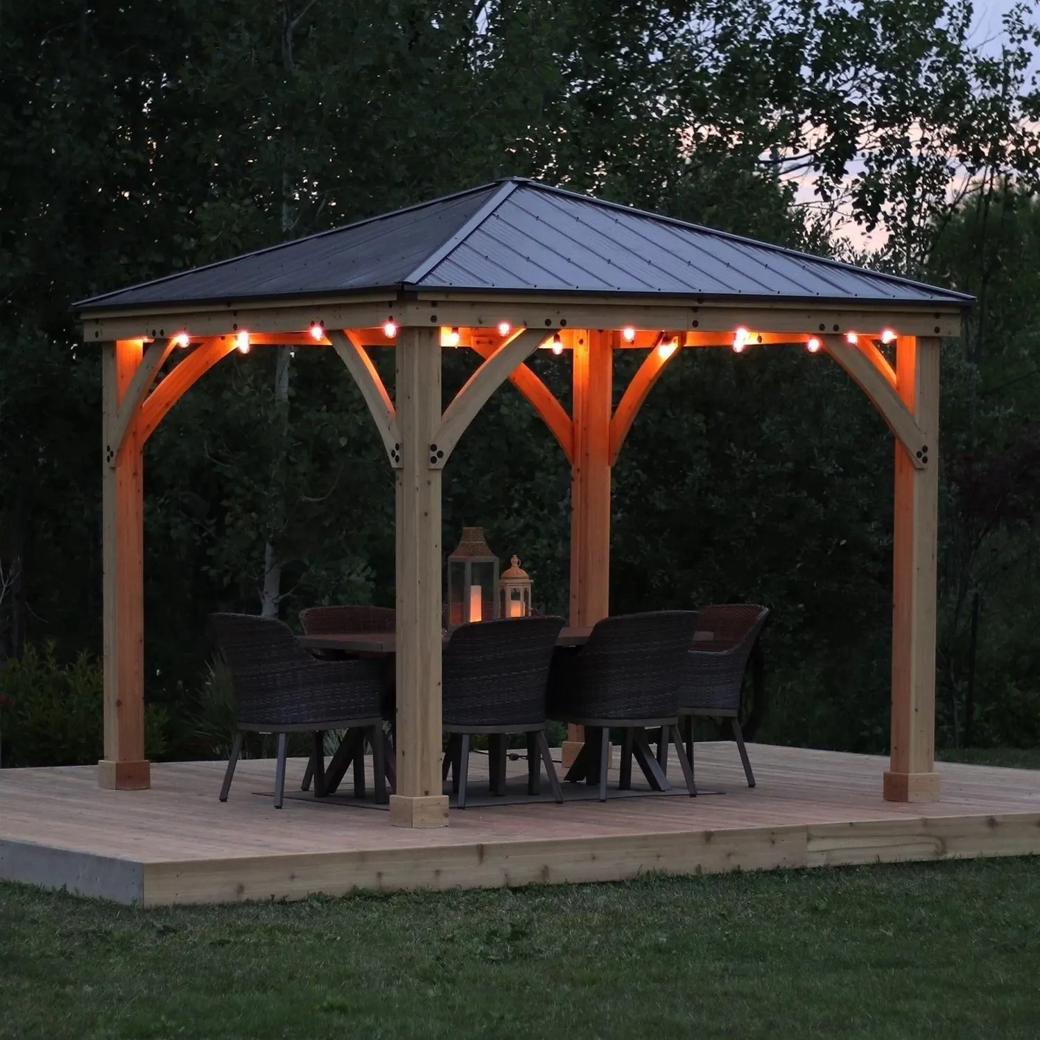 Meridian Solid Wood Patio Gazebo 10 Ft. W x 10 Ft. D