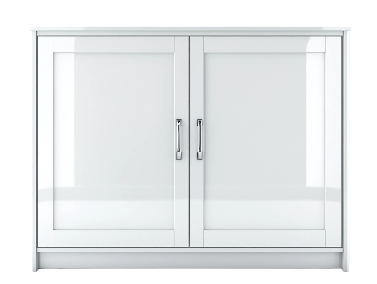 Armario de dos puertas 80x40x100 cm para sala de estar color blanco material MDF moderno práctico ym5357473